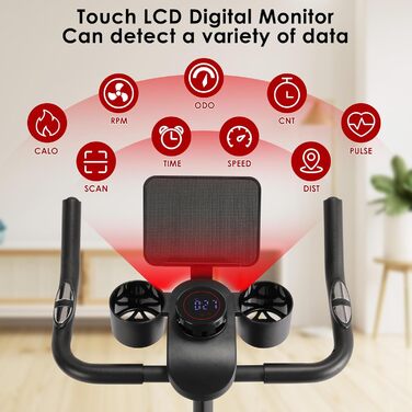 Велотренажер LIFERUN з регульованим опором, 0-100% магнітний опір, тихий велотренажер з LED-монітором, тримачем для планшету, для кардіотренувань вдома, до 120 кг, чорний