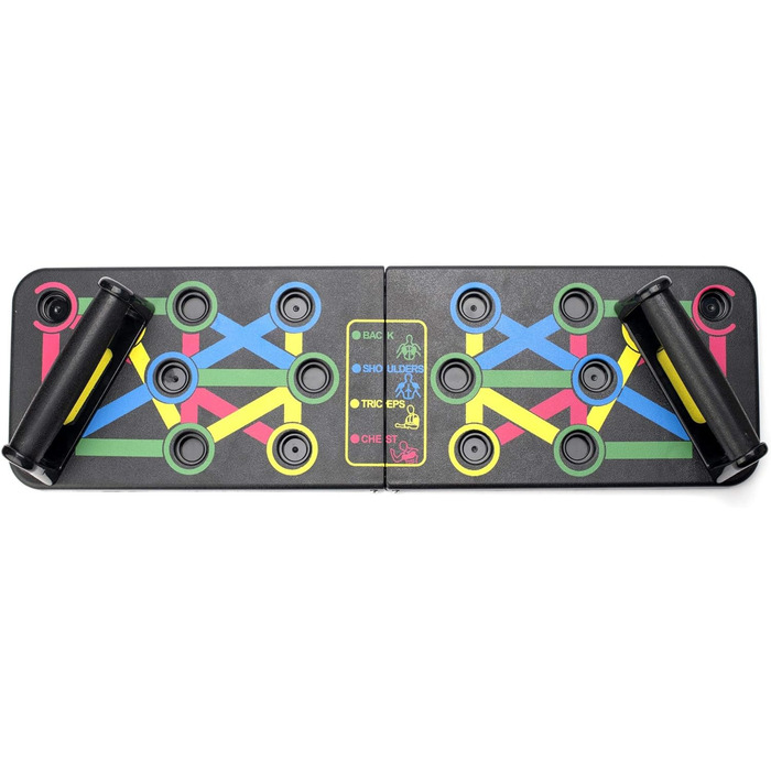 JL Sport Тренажер для віджимань 14-в-1 Push-Up Rack Board для дому та фітнесу, чорний, багатокольоровий