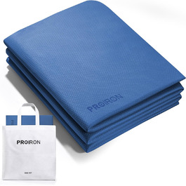 Складаний йога-мат PROIRON TPE 183x61x0,6 см, нековзкий, легкий, з сумкою, для фітнесу, пілатесу, синьо-зелений