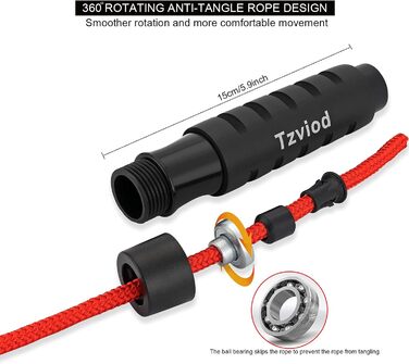 Стрибковий скакалка Tzviod зі сферичними підшипниками, регульована довжина, неслизька ручка з ABS-пластику, для домашніх тренувань, схуднення та боксу - фітнес для дорослих
