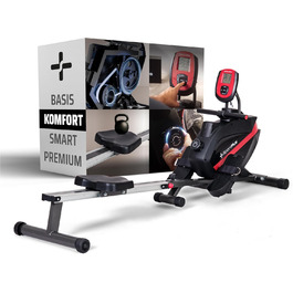 Гребний тренажер SportPlus для дому, складаний, з тихою магнітною системою гальмування, комп'ютер для тренувань, фітнес-обладнання для дому, Indoor гребний тренажер, сумісний з додатком (опціонально), комфортний