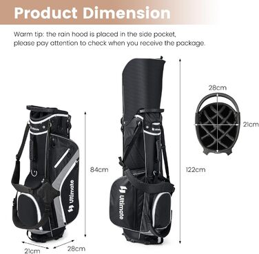 Сумка для гольфу LIFEZEAL зі стійкою, 14 відділень, легка, з подвійними ручками, 6 кишень на блискавці, дощовик, сіра, для чоловіків та жінок