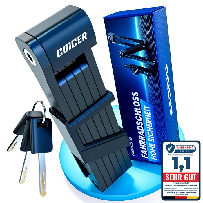 Замок для велосипеда, самоката та мотоцикла, складаний, 85 см, 3 ключі, чорний