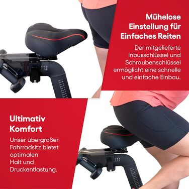 TrubliFit Широке велосипедне сідло для Peloton Bike та Bike+, м'яке ергономічне сидіння, універсальне для чоловіків і жінок, заміна сідла, аксесуар для велотренажера, чорний/червоний