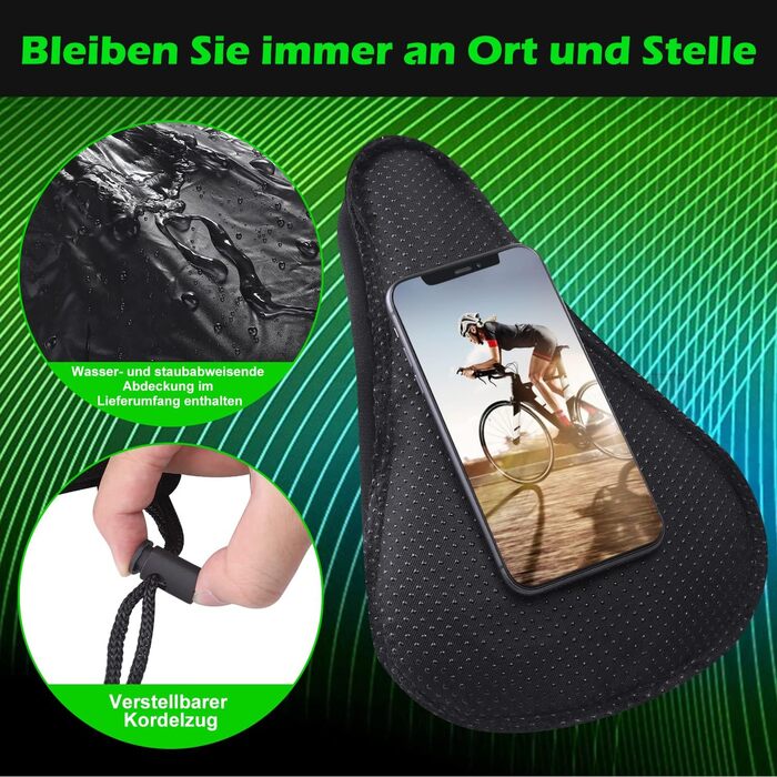 Покриття для сідла велосипеда Zacro Gel Überzug, чорний, 28x19 см. Захист від вологи, комфорт для чоловіків, жінок та дітей.