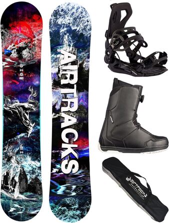 Чоловічий комплект для сноуборду Airtracks Fantasy Carbon Flat Zero Rocker Wide 148 см + кріплення Master + черевики Master Atop 41 + сумка