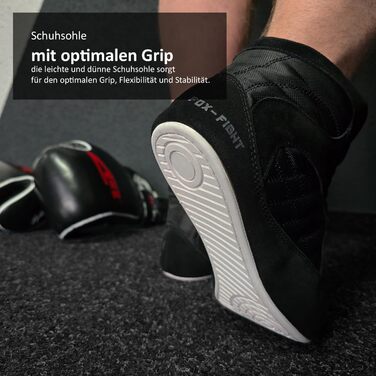 FOX-FIGHT Кросівки для бойових мистецтв | Для жінок та чоловіків | Дихаючі, гнучкі | Замша | Кросівки для боротьби | Атлетика, фітнес, бодібілдинг (44 EU, Чорний)