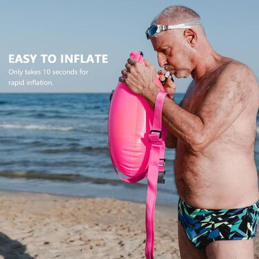 Надувна плавуча шийка (боя) 20L для дорослих та дітей, водонепроникний мішок, рожева. Безпека у відкритій воді та для триатлону.