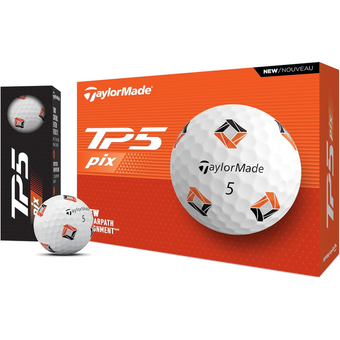 Гольф-м'ячі TaylorMade TP5 (білі) – унісекс, TM24, з технологією pix