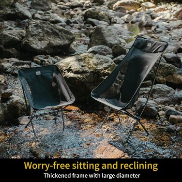 Складний туристичний стілець Naturehike - легкий, для кемпінгу, риболовлі, пікніків та хайкінгу (чорний)