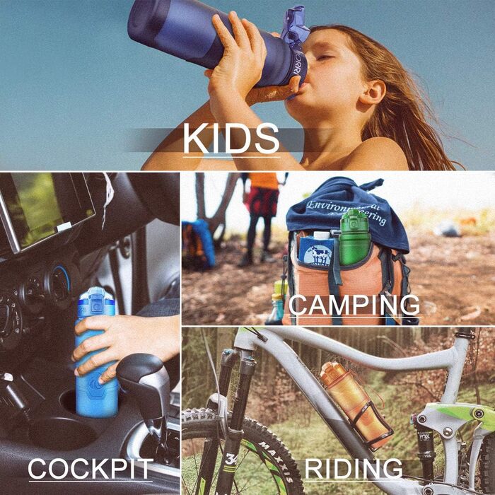 Спортивна пляшка для води ZORRI 1л, 700мл, 500мл, 400мл, BPA-Free, для дітей, витримує газ, не протікає, еко-пляшка для школи, спортзалу, фітнесу, велосипеда (700 мл, Темно-синій)