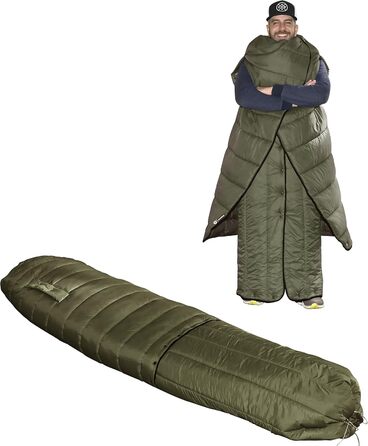 Спальний мішок OneWind для гамака, 3 сезони, теплий плед, пончо, захист від холоду, ізоляція, для кемпінгу, хайкінгу, зелений, 2°C~10°C (Deluxe), 2.3M x 1.6M