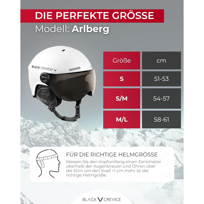 Гірськолижний шолом Crevice Arlberg з двома візорами, розмір S (51-54), колір білий/карбон