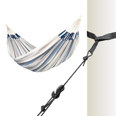 Гамак LA SIESTA® Brisa: ручної роботи з Колумбії, 160 см, для дому та відпочинку на природі (Sea Salt, для двох, з кріпленням до дерева/стовпа)