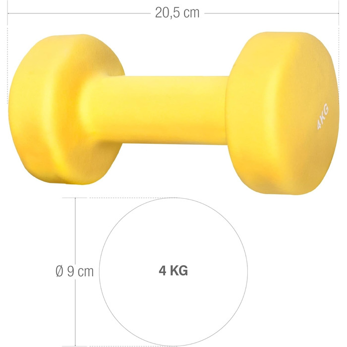Неопренові гантелі GORILLA SPORTS 2x4 кг, антиковзкі, для фітнесу, комплект із двох