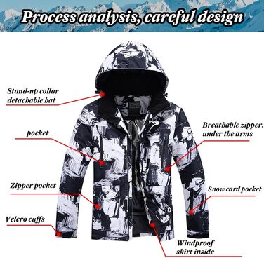RIUIYEE Комплект чоловічий: куртка та штани для катання на лижах та сноуборді, тепла, з підігрівом, для зимових видів спорту, XXL
