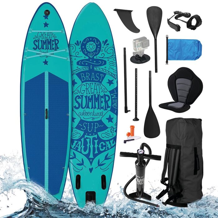SUP дошка BRAST Primo Summer надувна 320x81x15 см: комплект з аксесуарами (весло, насос, ліш, ремкомплект)