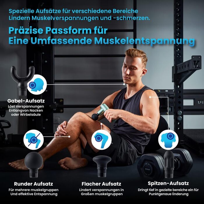 Масажер PISOOKA X2 Mini - безшумний масажний пістолет з 4 насадками для спини, плечей та ніг. 4200 RPM, 0,5 кг, USB-C, чорний