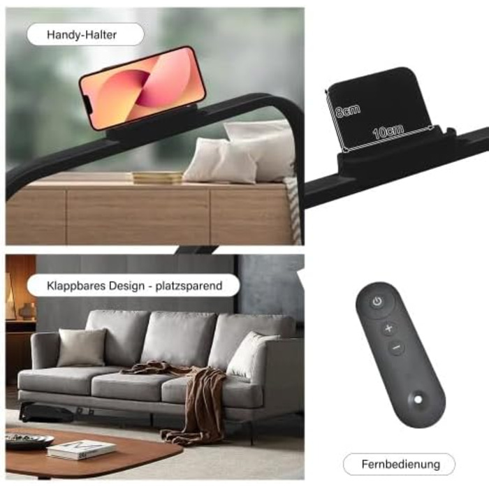 Бігова доріжка SogesHome 2 в 1 для дому, Walking Pad з LED-дисплеєм, Bluetooth, дистанційним керуванням, 1-6 км/год, чорна