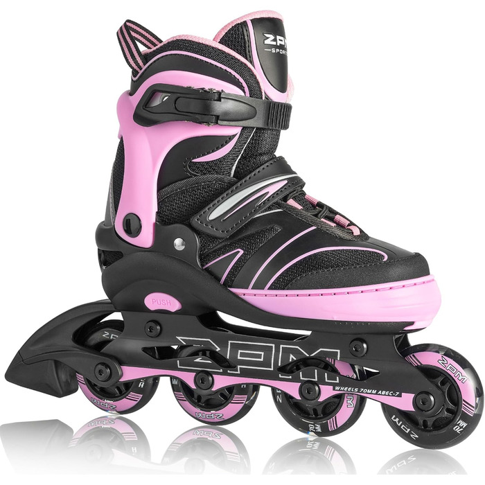 Дитячі ролики 2PM SPORTS з регульованим розміром для дівчаток та хлопчиків, ролери з колесами 82A PU, зелені (рожеві), розмір Small (EU 30-33)