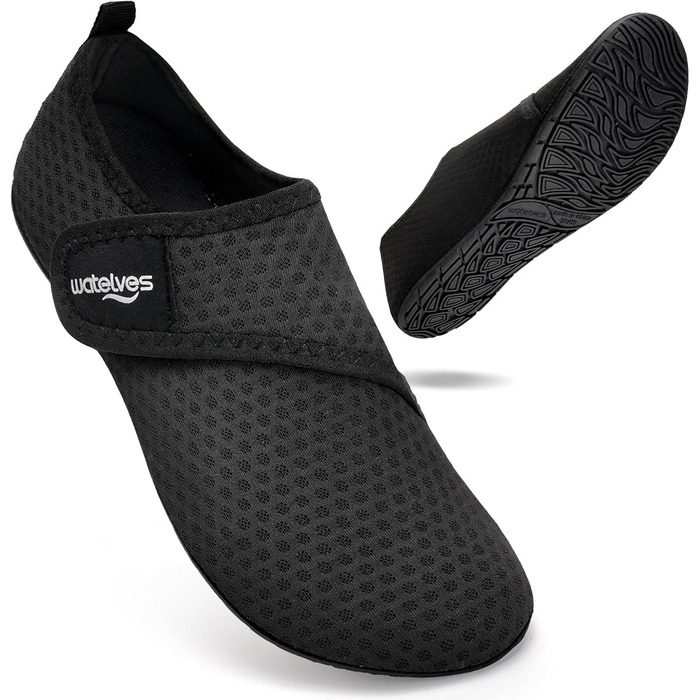 Шкарпетки для плавання та водних видів спорту WateLves: чоловічі та жіночі, швидковисихаючі, дихаючі, для пляжу, басейну, унісекс, 38/39 EU, чорні