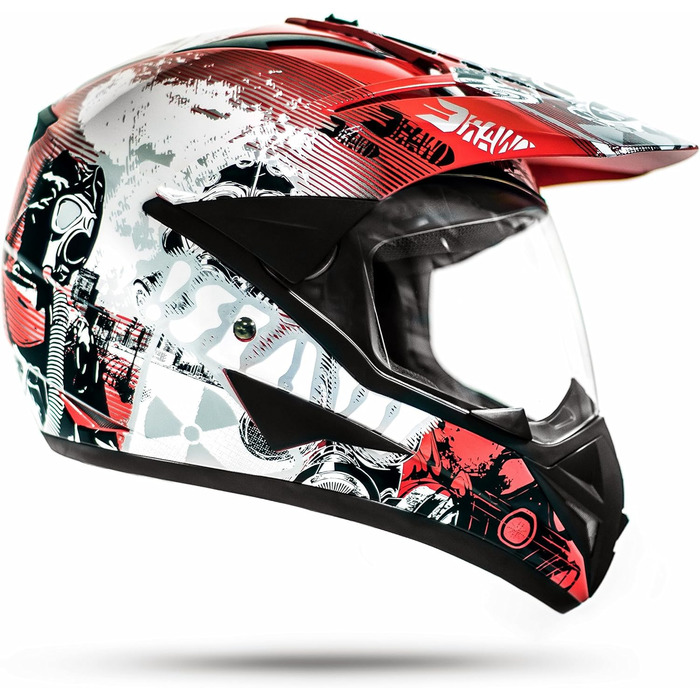 Мотошолом ATO-Moto 804 GS War Rot Cross з візором, ECE 22.05, XL (61 см)