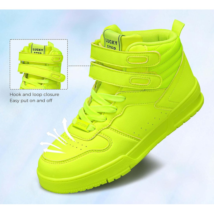 Жіночі баскетбольні черевики Lucky Step з клямкою - стильні кросівки з екошкіри, 37 EU, лайм