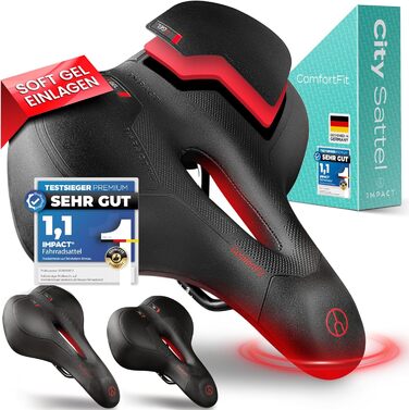 Велосипедне сідло Impact ComfortFit з гелем та піною пам'яті, ергономічне, динамічна амортизація, для чоловіків і жінок, комфортне міське