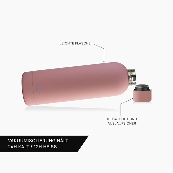 Термос-пляшка з нержавіючої сталі Thermo Flow 500 мл Blush Pink – ізольована, герметична, без BPA, для газованої води, дітей, школи та активного відпочинку