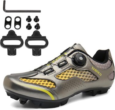 Велосипедні черевики MTB для чоловіків та жінок, сумісні з SPD, унісекс, золоті