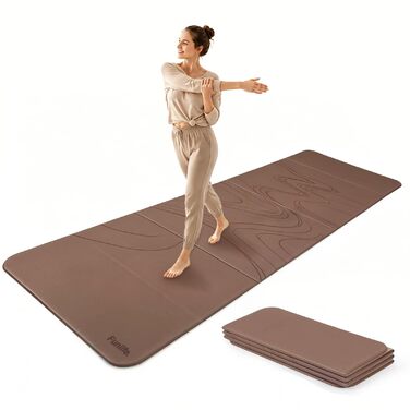 Килимок для йоги FunLife XXL 190x66x10мм: Нековзкий, складаний, для йоги, пілатесу та фітнесу (Колір: Карамель-Абрикос)