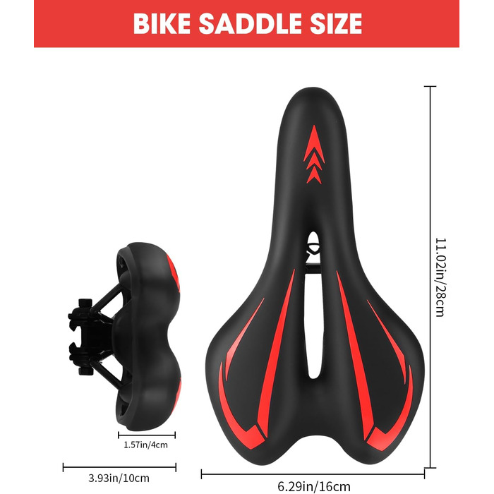 Гелевий велосипедний сідло MSDADA для жінок та чоловіків, водонепроникний, червоний