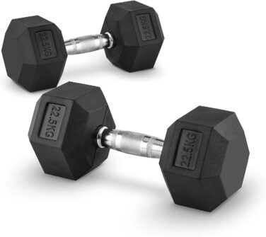 Гантеля Technofit Hex 22,5 кг, гексагональна, гумова, для силових тренувань та фітнесу