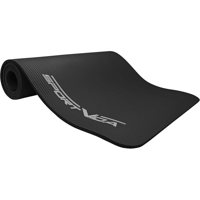 Килимок для йоги SportVida з нековзким покриттям, NBR, 180 x 60 x 1 см. Килимок для фітнесу, тренувань вдома, з ручкою для перенесення, 2 розміри, 6 кольорів (чорний, бірюзовий)