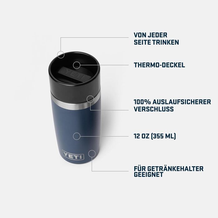 Термофляга YETI Rambler 12 oz (355 мл) з кришкою Commuter, нержавіюча сталь, Navy