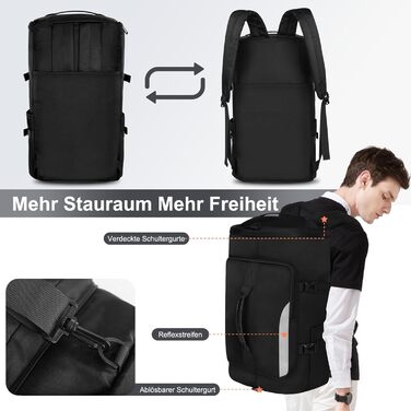 Спортивна сумка JiangLin 45L з відділенням для взуття та мокрих речей, велика дорожня сумка для чоловіків та жінок, рюкзак-валіза для спорту, подорожей, фітнесу, плавання (чорний)