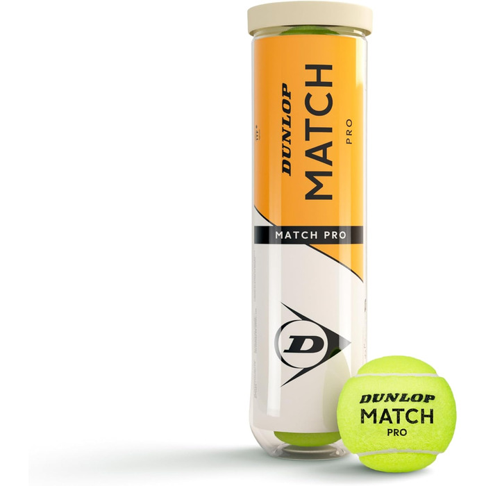 М'яч для тенісу Dunlop Match Pro для піску, хард-корту та трави – Amazon Exclusive, 3x 4 шт.