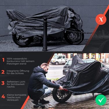 Водонепроникний та зимостійкий чохол для мотоцикла Motorrad - Oxford 300D, 245x105x125cm