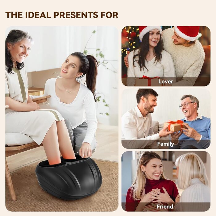 Масажер для ніг з підігрівом WERTYI Shiatsu, глибокий масаж, компресія, мульти-режими, пульт ДК, подарунок для чоловіків та жінок