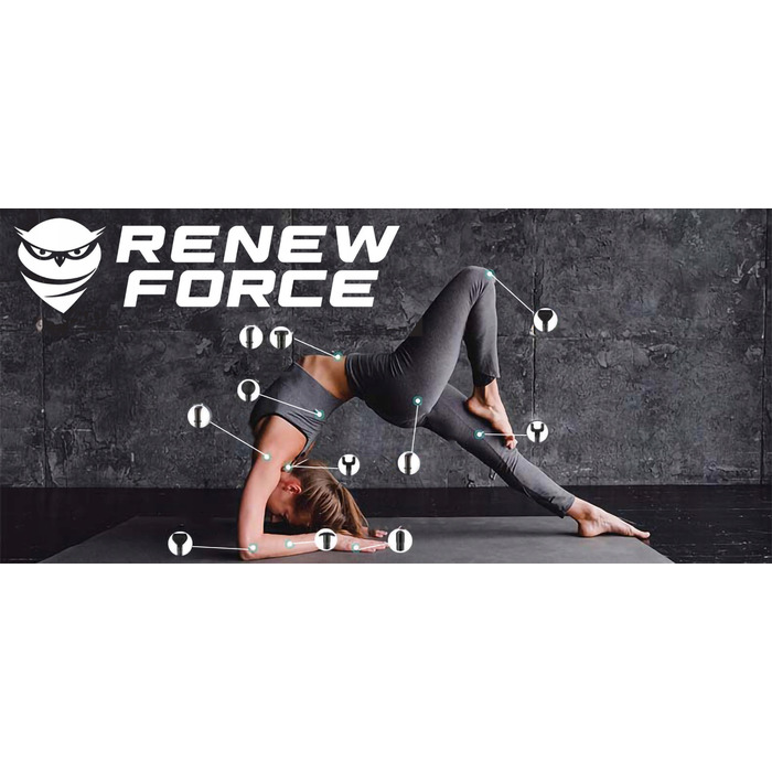 Перкусійний масажер Renew Force, чорний, 120 Вт, 10 насадок, акумуляторний/мережевий