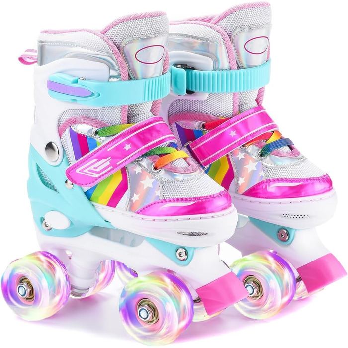 Ролики дитячі ERNAN, регульовані, світлодіодні, для дівчаток та хлопчиків, підходять для початківців, ідеальні для подарунків на Різдво та день народження, кольорові