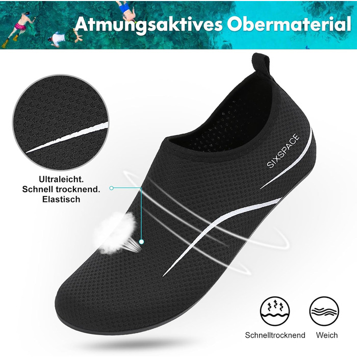 Шкарпетки для плавання Sixspace: дихаючі аквашузи для чоловіків та жінок, розміри 34-47
