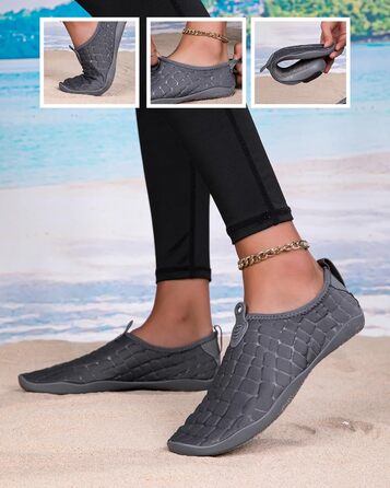 Водні шкарпетки для плавання та відпочинку на пляжі, чоловічі та жіночі (42/42.5 EU, сірий)