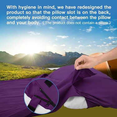 Спальний мішок туристичний, ультралегкий, 2в1, з мікрофібри, для подорожей, рюкзаків, готелів, зелений (фіолетовий)