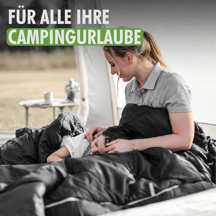 Спальний мішок 210 x 75 см - ковдровий, 3-4 сезони, для кемпінгу, подорожей, туризму. Чорний.