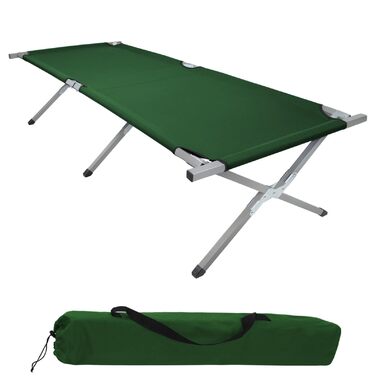 Ліжко похідне BB Sport XXL 210x72x45 см, до 200 кг, сталевий каркас, Oxford 600D, зелене, з сумкою для транспортування