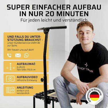 Трамплін для фітнесу SportPlus з тихою гумовою пружинною системою, до 130 кг, антрацитовий колір, не складається