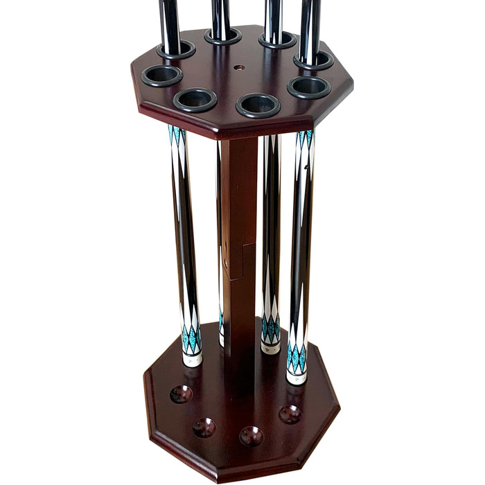 Стійка для більярдних київ на 8 київ, аксесуар для більярдного столу, дерев'яна підставка, підставка для київ, більярдний аксесуар (FLOOR-8-MAHOGANY)