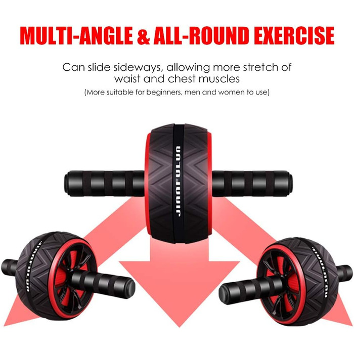 Ролер для пресу з подвійними колесами, комплект з килимком для колін. Тренажер для пресу, допомога у схудненні, фітнес, тренування, білий