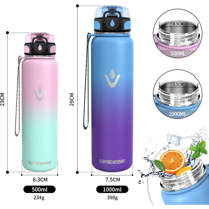 Термопляшка Vikaster 500 мл, нержавіюча сталь, без BPA, для спорту, подорожей та фітнесу, чорно-винна